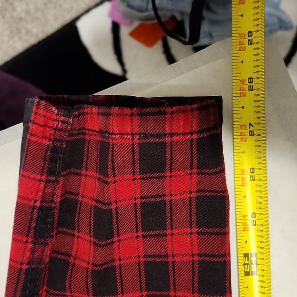 Vintage Women's Royal Bones Goth Check Split Leg Jeans Size 3 - Picture 6 of 7